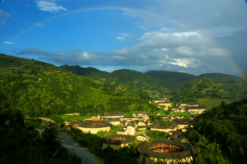 排布最密集的土楼群--南靖河坑土楼群 排布最密集的土楼群--南靖河坑土楼群