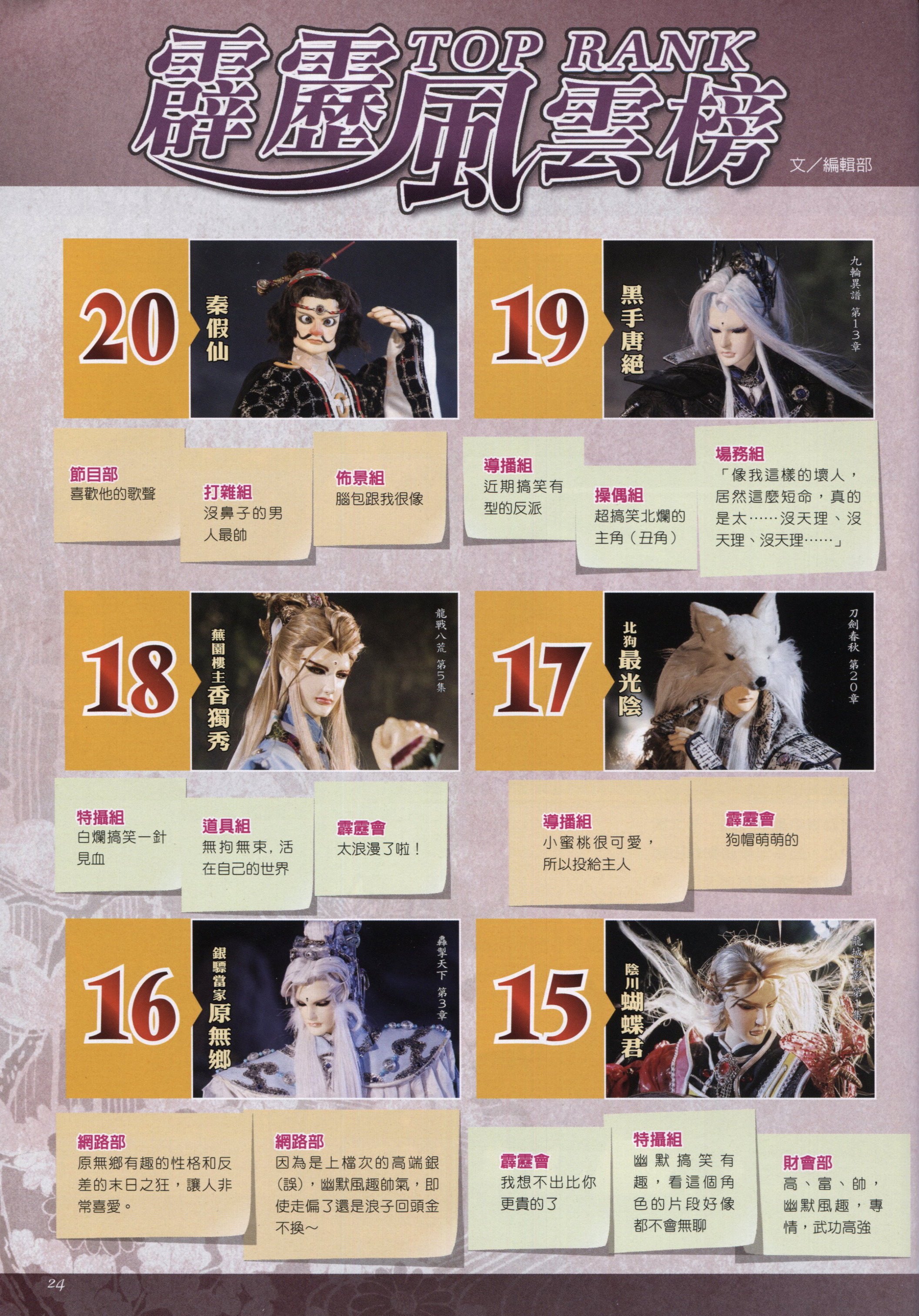 月刊245期霹雳同仁偶像 第十六名-原无乡