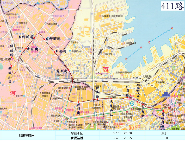 大连公交411路线路走向图