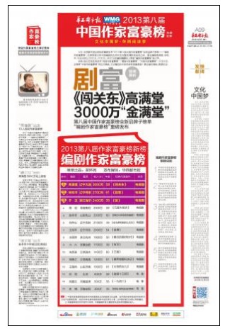 中国编剧作家富豪榜