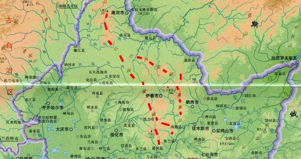 小兴安岭位置及走向图 小兴安岭位置及走向图