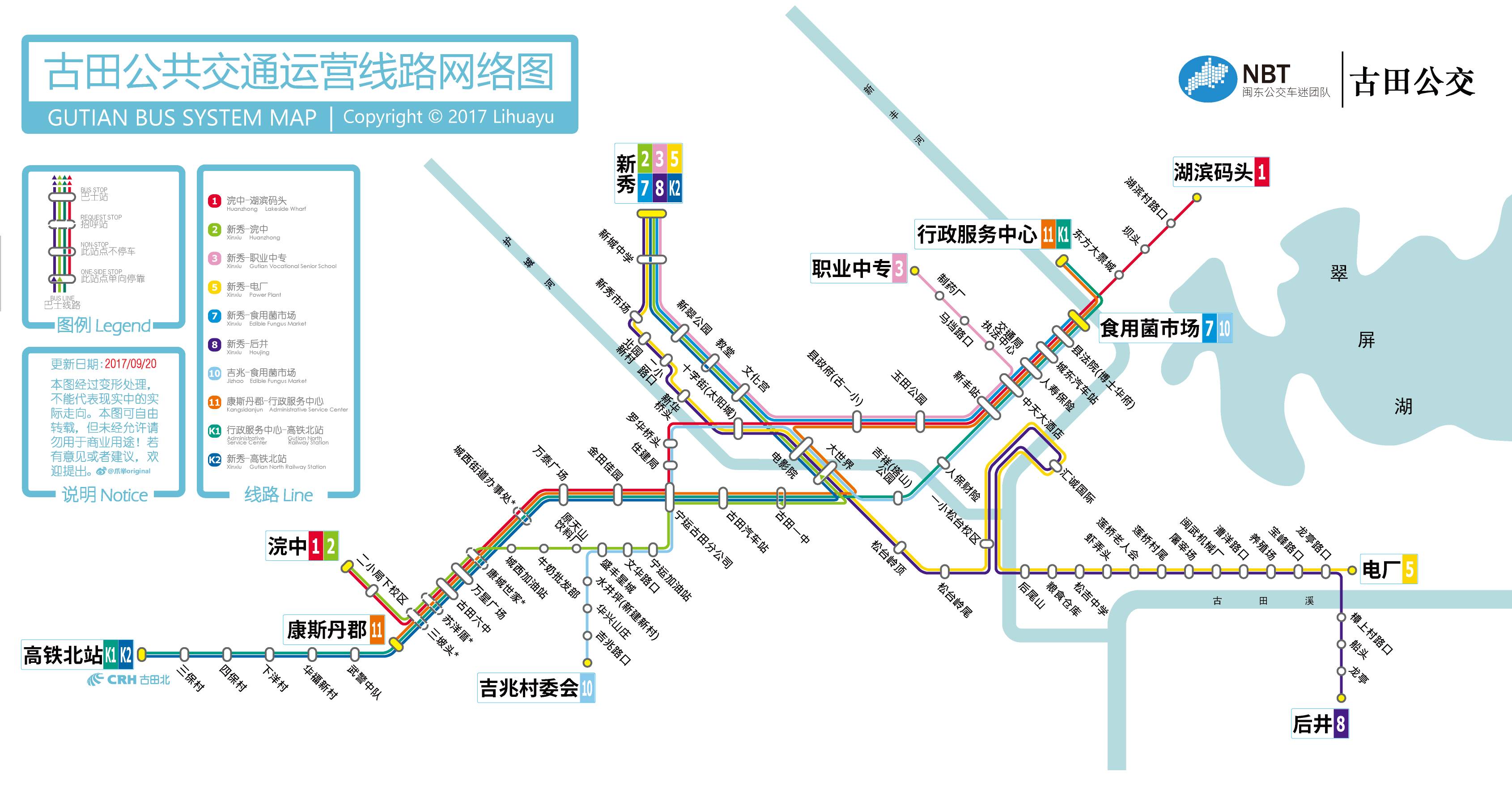 古田县公交线路图