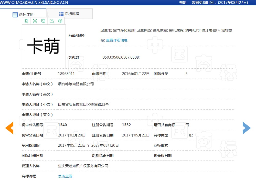 卡萌商标信息 卡萌商标信息