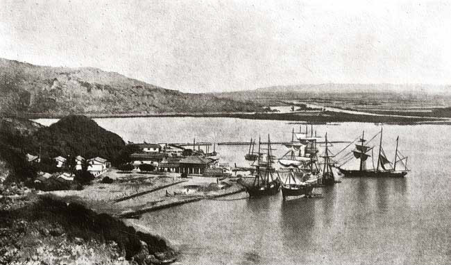 1867年的打狗港(今高雄港)哨船头 1867年的打狗港(今高雄港)哨船头