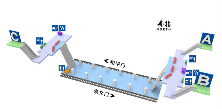 前门站站内立体图 前门站站内立体图