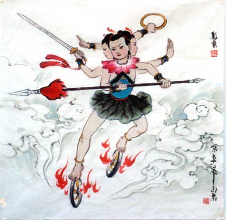 哪咤 三头六臂图 哪咤 三头六臂图